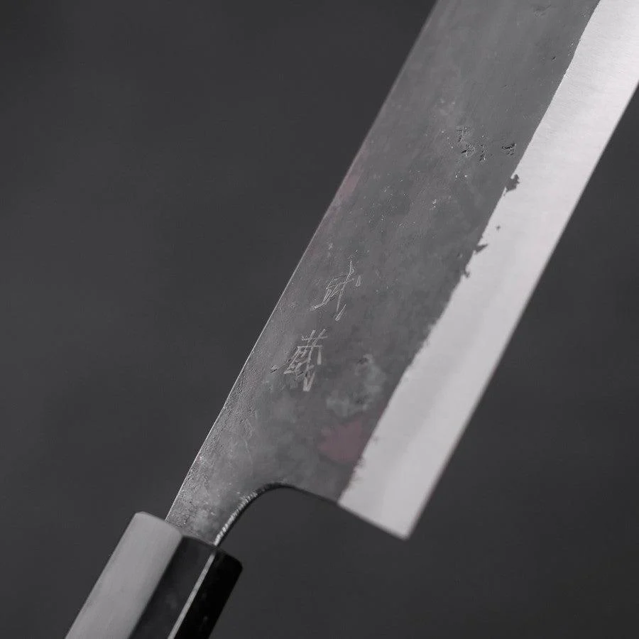 Nakiri Blue Steel #2 Kurouchi Büffelhorn und Teakholz Griff 165mm - Image 3