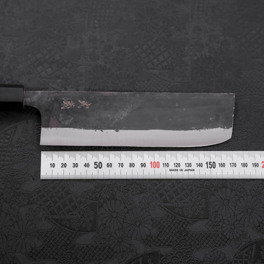 Nakiri Blue Steel #2 Kurouchi Büffelhorn und Teakholz Griff 165mm - Image 7