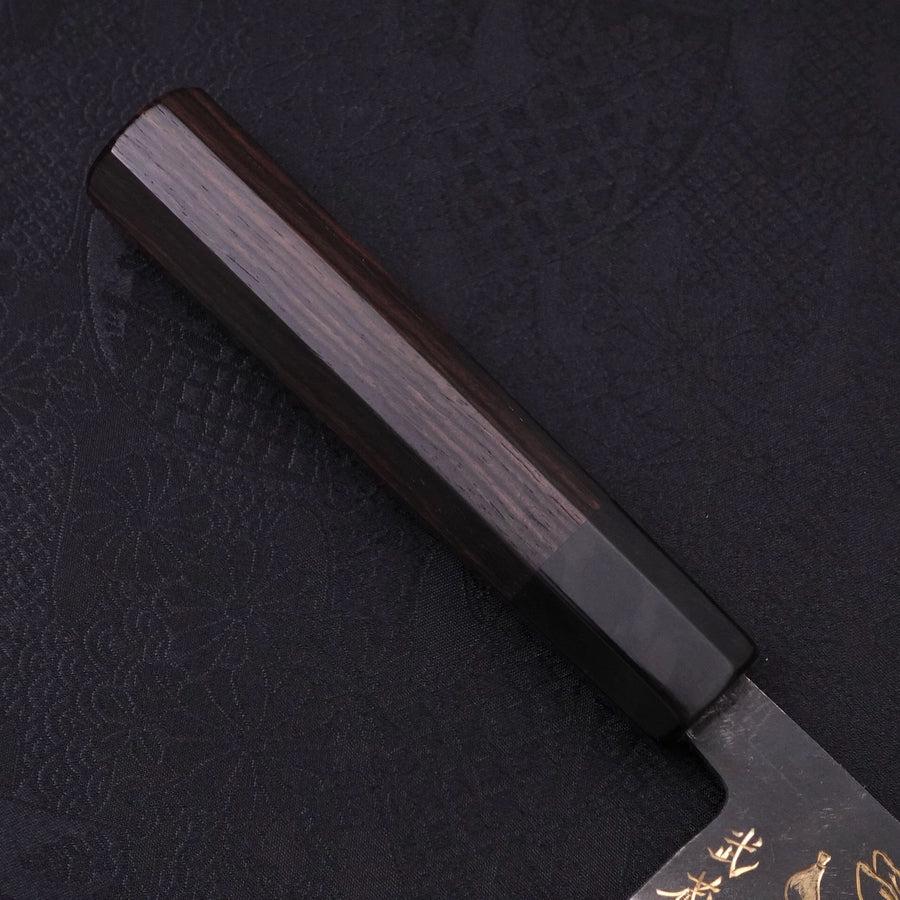 Nakiri Blue Steel #2 Kurouchi Chokin "Fischender Kappa - Ruhend" Büffelhorn und Ebenholz Griff 165mm - Image 7