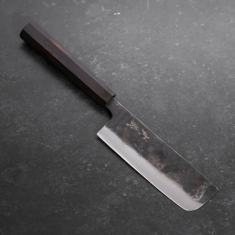 Nakiri Blue Steel #2 Kurouchi Ebenholz Griff 120mm
