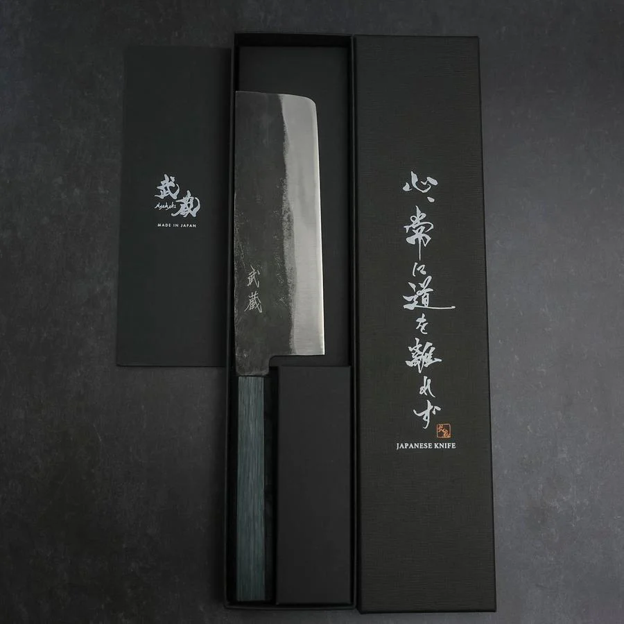 Nakiri Blue Steel #2 Kurouchi Dunkelblauer Urushi Griff 165mm - Image 8