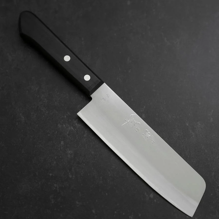 Nakiri Blue Steel #2 Poliert Edelstahlummantelung Westlicher Griff 160mm