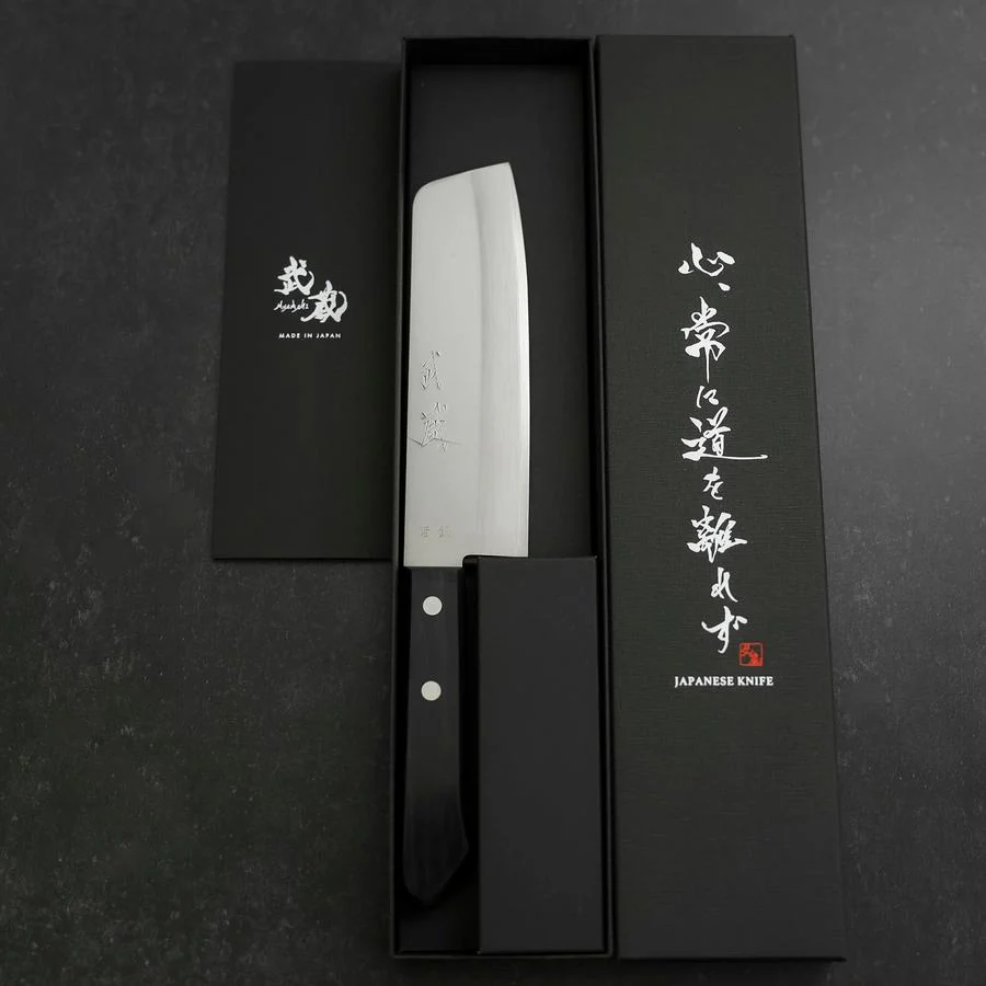 Nakiri Blue Steel #2 Poliert Edelstahlummantelung Westlicher Griff 160mm - Image 8