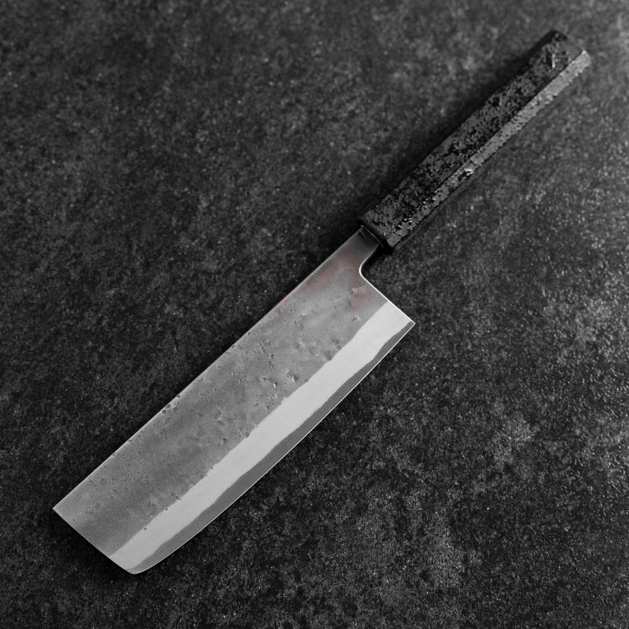Nakiri Blue Steel #2 Edelstahlummantelung Nashiji Schwarzer Ishime Griff 165mm - Image 2