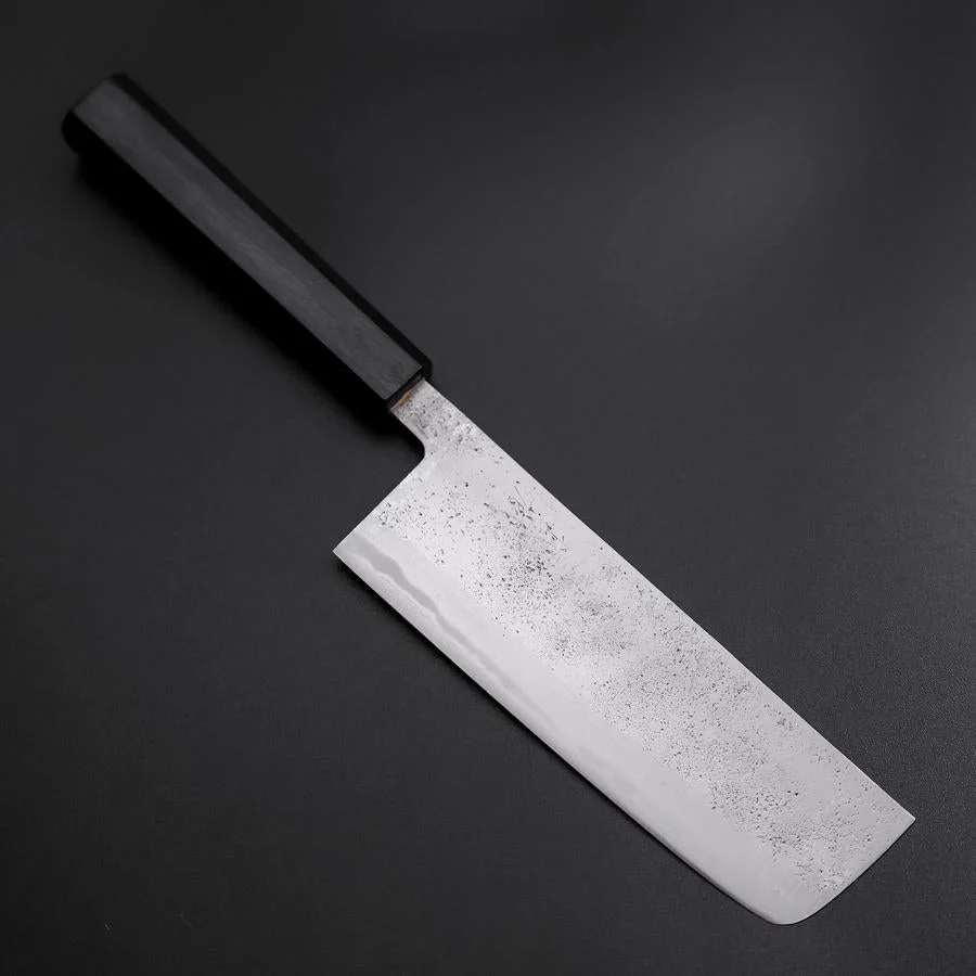Nakiri Blue Steel #2 Edelstahlummantelung Nashiji Dunkelblauer Urushi Griff 165mm