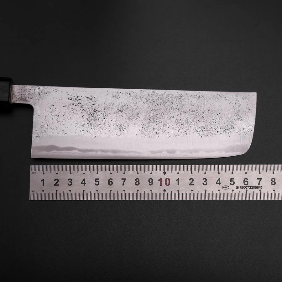 Nakiri Blue Steel #2 Edelstahlummantelung Nashiji Dunkelblauer Urushi Griff 165mm - Image 7
