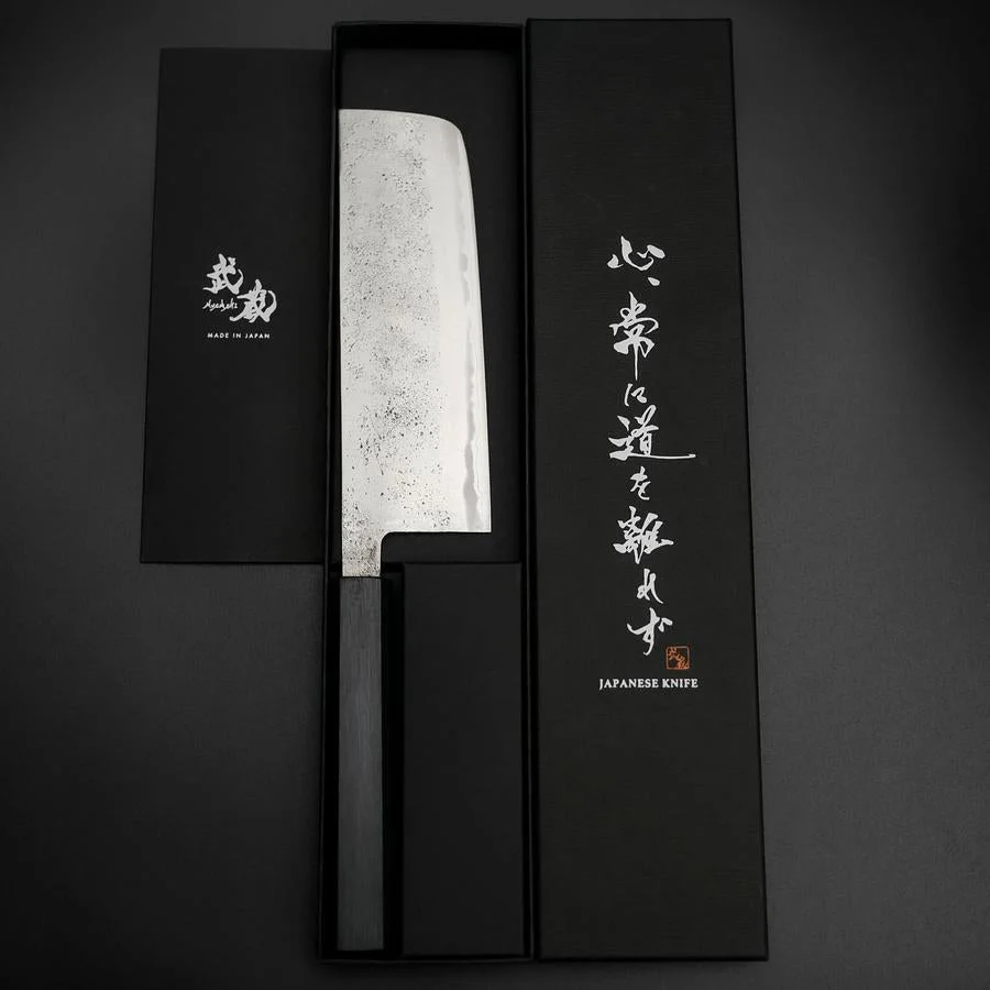Nakiri Blue Steel #2 Edelstahlummantelung Nashiji Dunkelblauer Urushi Griff 165mm - Image 8