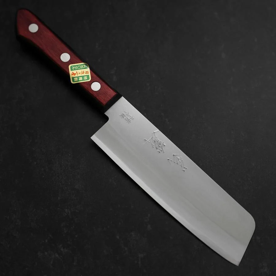 Nakiri Blue Super Edelstahlummantelung Poliert Schwarz-Roter Westlicher Griff 160mm