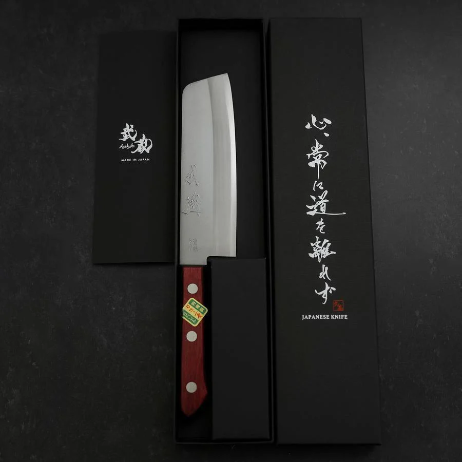 Nakiri Blue Super Edelstahlummantelung Poliert Schwarz-Roter Westlicher Griff 160mm - Image 8