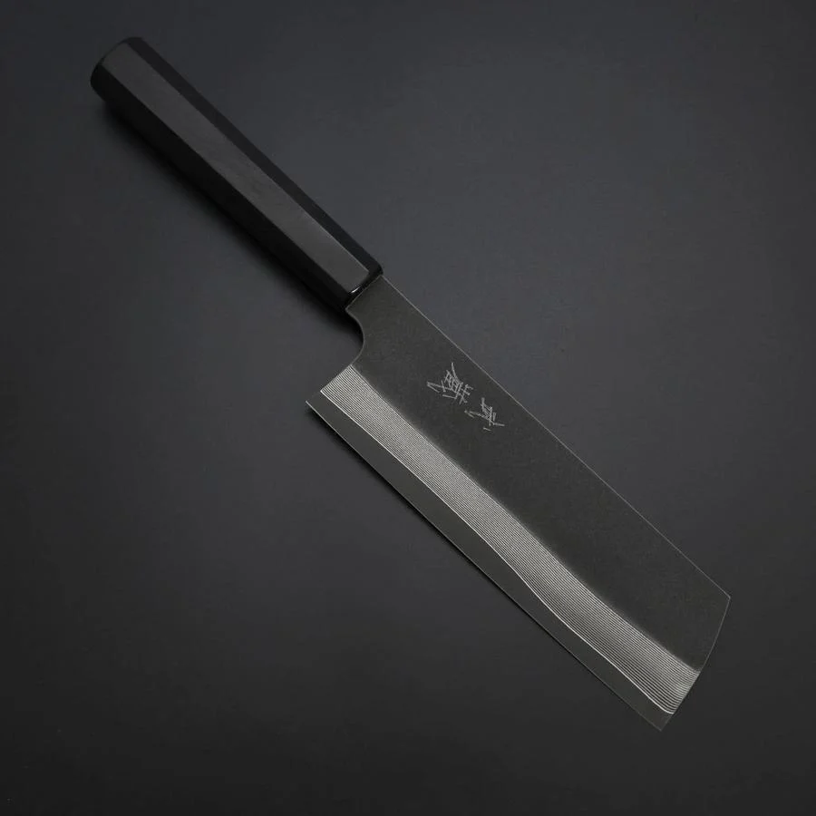 Nakiri Kobalt Edelstahl HRC62 Kurouchi Damast Büffelhorn und Ebenholz Griff 165mm