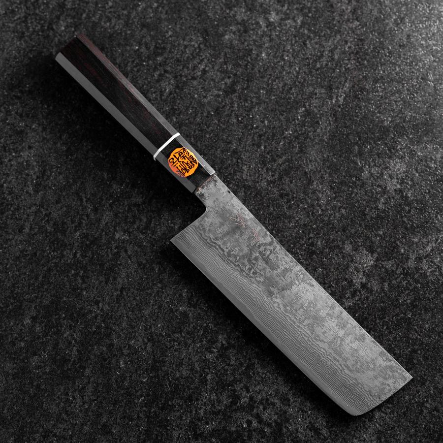 Nakiri SG-2 Schwarzer Damast Büffelhorn und Ebenholz Griff 165mm mit Holzbox