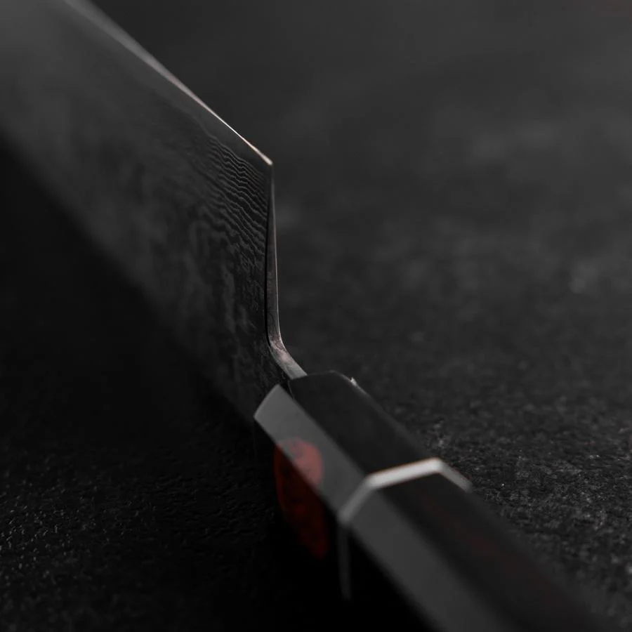 Nakiri SG-2 Schwarzer Damast Büffelhorn und Ebenholz Griff 165mm mit Holzbox - Image 4