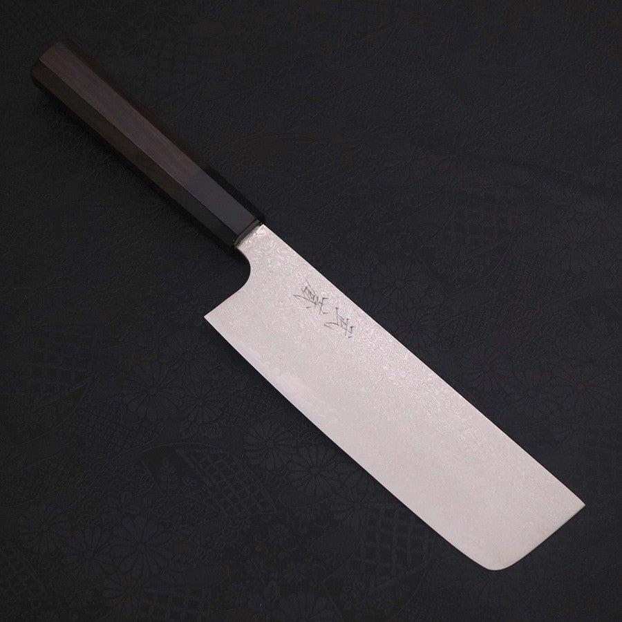 Nakiri Silver Steel #3 Damast Büffelhorn und Ebenholz Griff 165mm