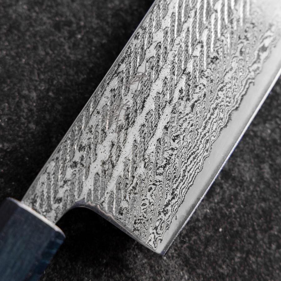 Nakiri Silver Steel #3 Nawame Damast Blauer Urushi Griff 165mm - Image 3