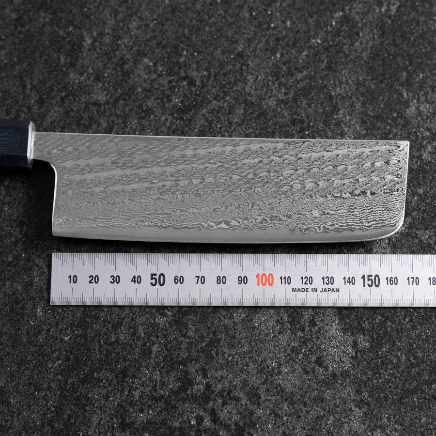 Nakiri Silver Steel #3 Nawame Damast Blauer Urushi Griff 165mm - Image 7
