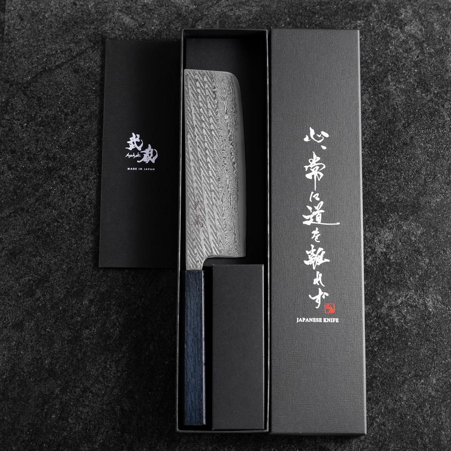 Nakiri Silver Steel #3 Nawame Damast Blauer Urushi Griff 165mm - Image 8