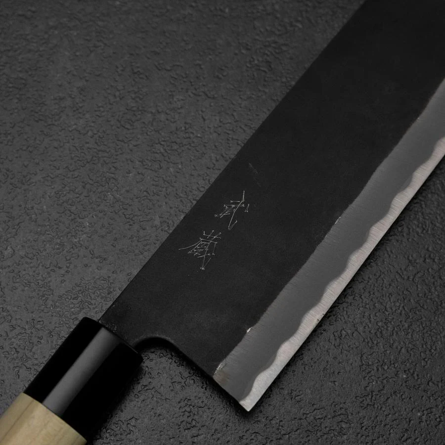 Nakiri SK-Stahl Kurouchi Kurigata Magnolienholz Griff 170mm - Image 3