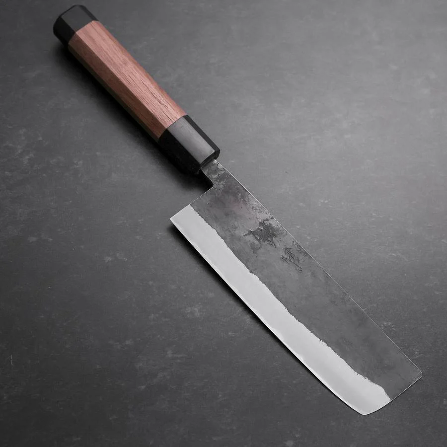 Nakiri Blue Steel #2 Edelstahlummantelung Kurouchi Walnussholz Griff 165mm