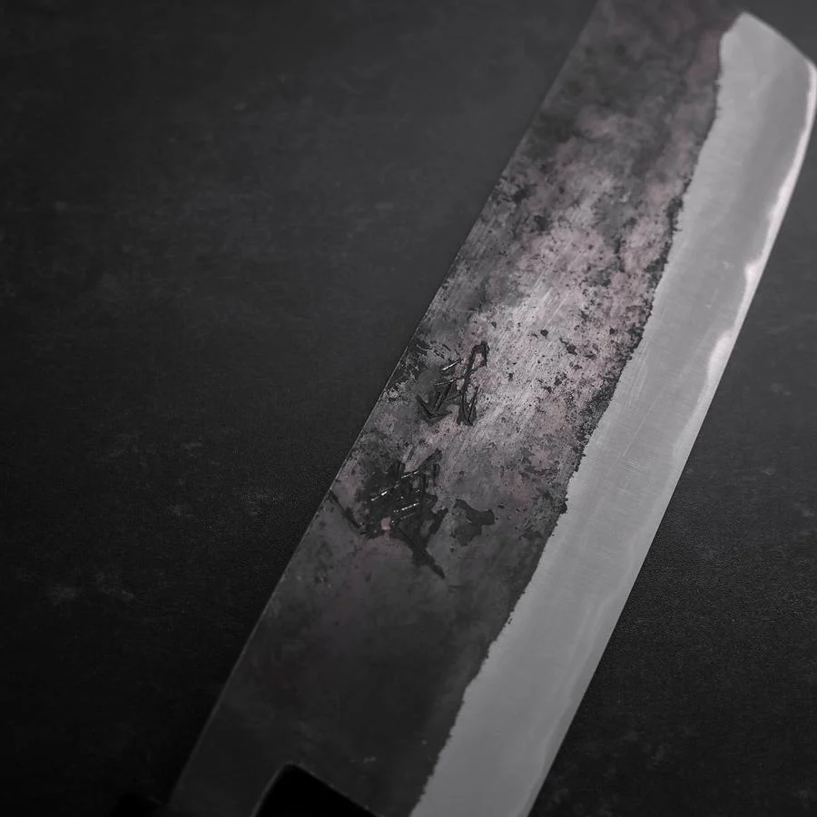 Nakiri Blue Steel #2 Edelstahlummantelung Kurouchi Walnussholz Griff 165mm - Image 3