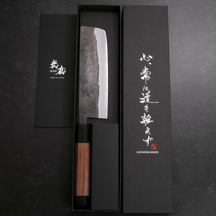 Nakiri Blue Steel #2 Edelstahlummantelung Kurouchi Walnussholz Griff 165mm - Image 8