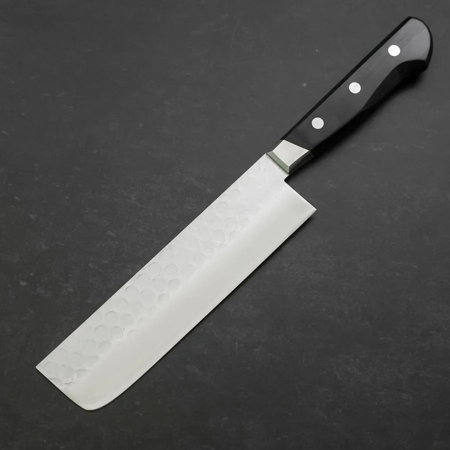 Nakiri Blue Steel #2 Edelstahlummantelung Tsuchime Schwarzer Westlicher Griff 170mm - Image 2