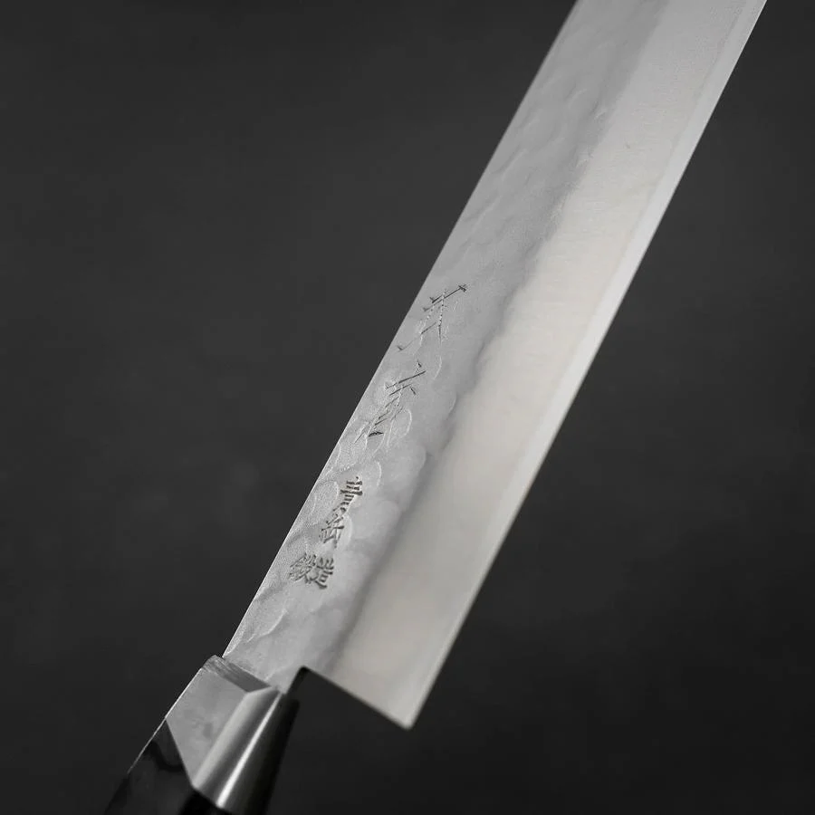 Nakiri Blue Steel #2 Edelstahlummantelung Tsuchime Schwarzer Westlicher Griff 170mm - Image 3