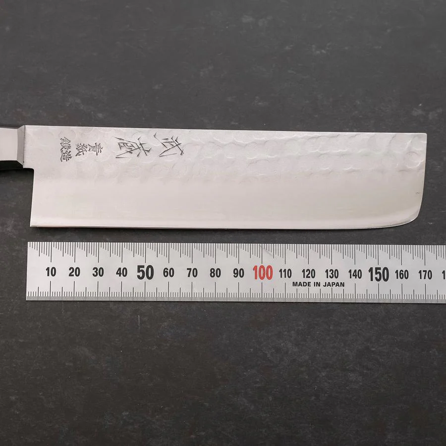 Nakiri Blue Steel #2 Edelstahlummantelung Tsuchime Schwarzer Westlicher Griff 170mm - Image 7