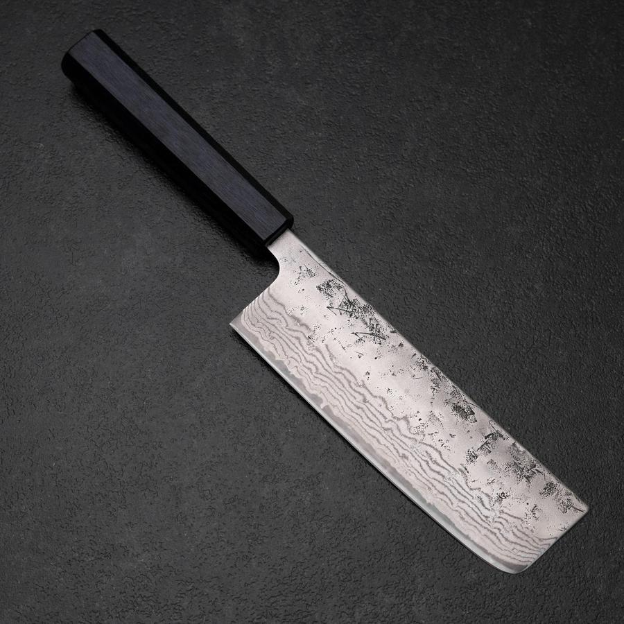 Nakiri Schwedenstahl Nashiji Washi Damast Blauer Urushi Griff 165mm