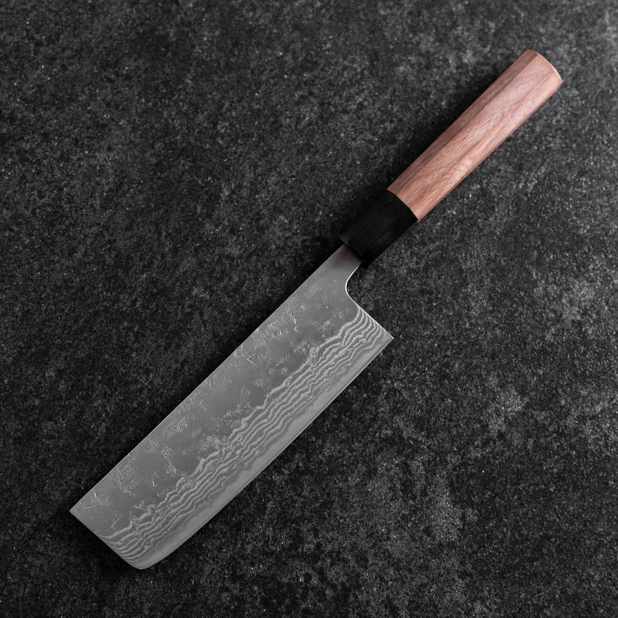 Nakiri Schwedenstahl Nashiji Washi Damast Büffelhorn und Walnussholz Griff 165mm - Image 2