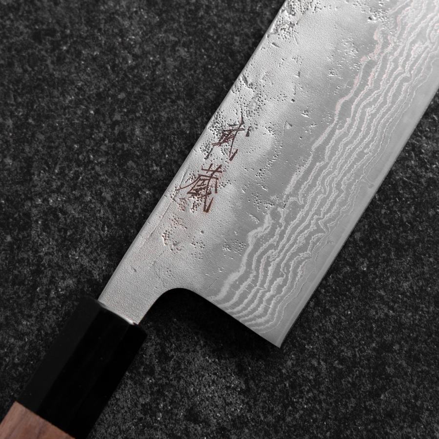 Nakiri Schwedenstahl Nashiji Washi Damast Büffelhorn und Walnussholz Griff 165mm - Image 3