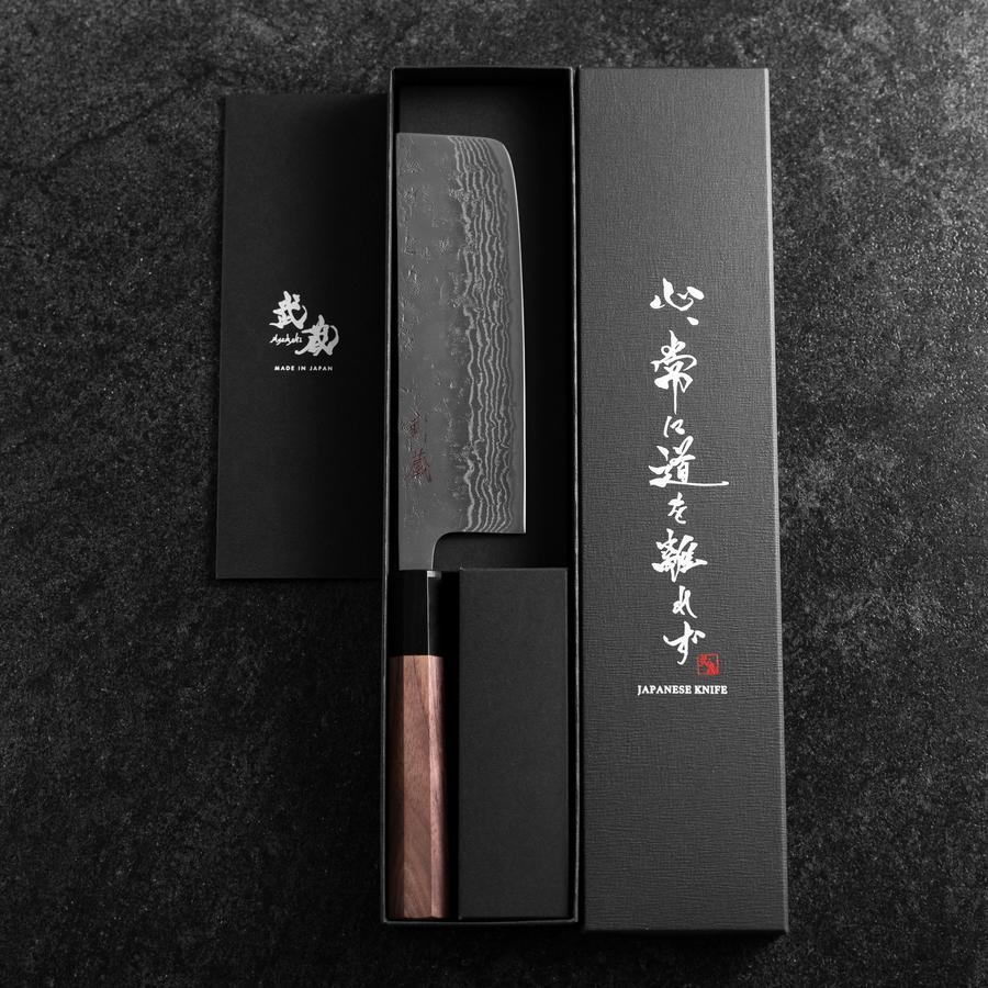 Nakiri Schwedenstahl Nashiji Washi Damast Büffelhorn und Walnussholz Griff 165mm - Image 8