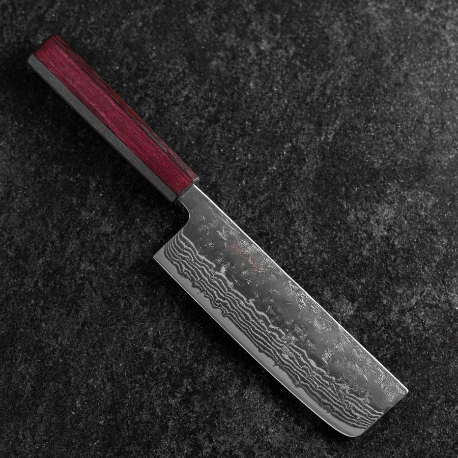Nakiri Schwedenstahl Nashiji Washi Damast Lila Urushi Griff 165mm