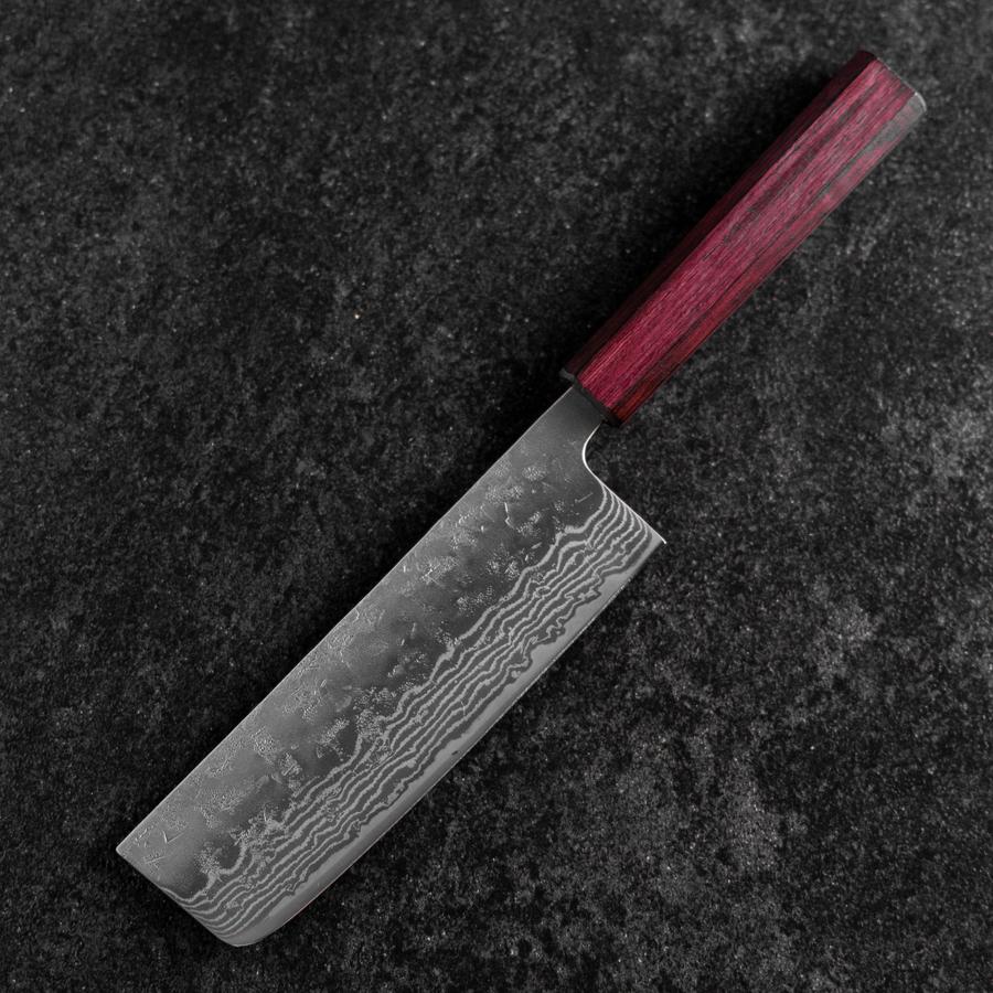 Nakiri Schwedenstahl Nashiji Washi Damast Lila Urushi Griff 165mm - Image 2
