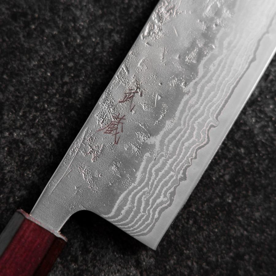 Nakiri Schwedenstahl Nashiji Washi Damast Lila Urushi Griff 165mm - Image 3