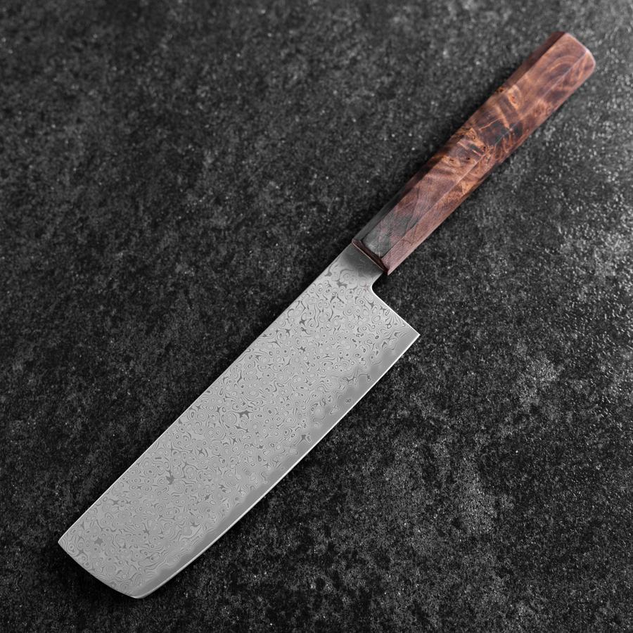 Nakiri VG-10 Damast Brauner Birkenholz Griff 165mm - Image 2