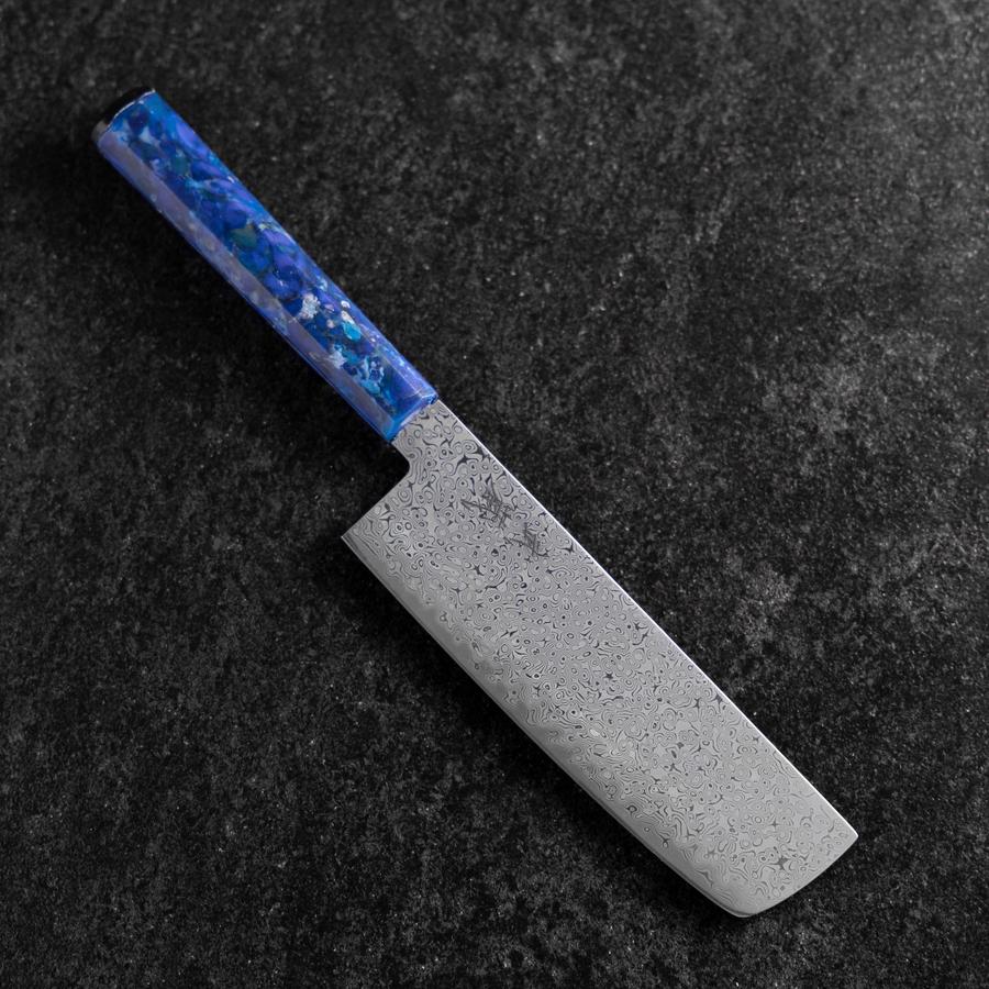 Nakiri VG-10 Damast Blauer Ozeanplastik Griff 165mm