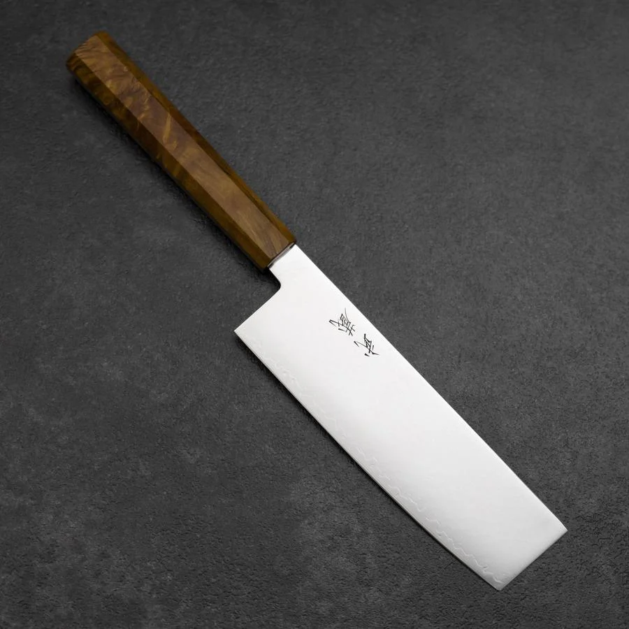 Nakiri VG-10 Damast Gelb-Brauner Birkenholz Griff 170mm