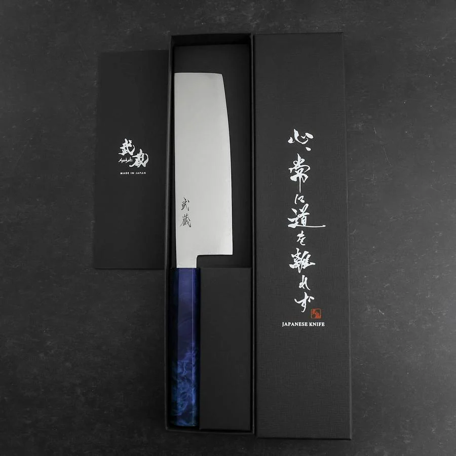 Nakiri VG-10 Damast Blauer Birkenholz Griff 170mm - Image 8