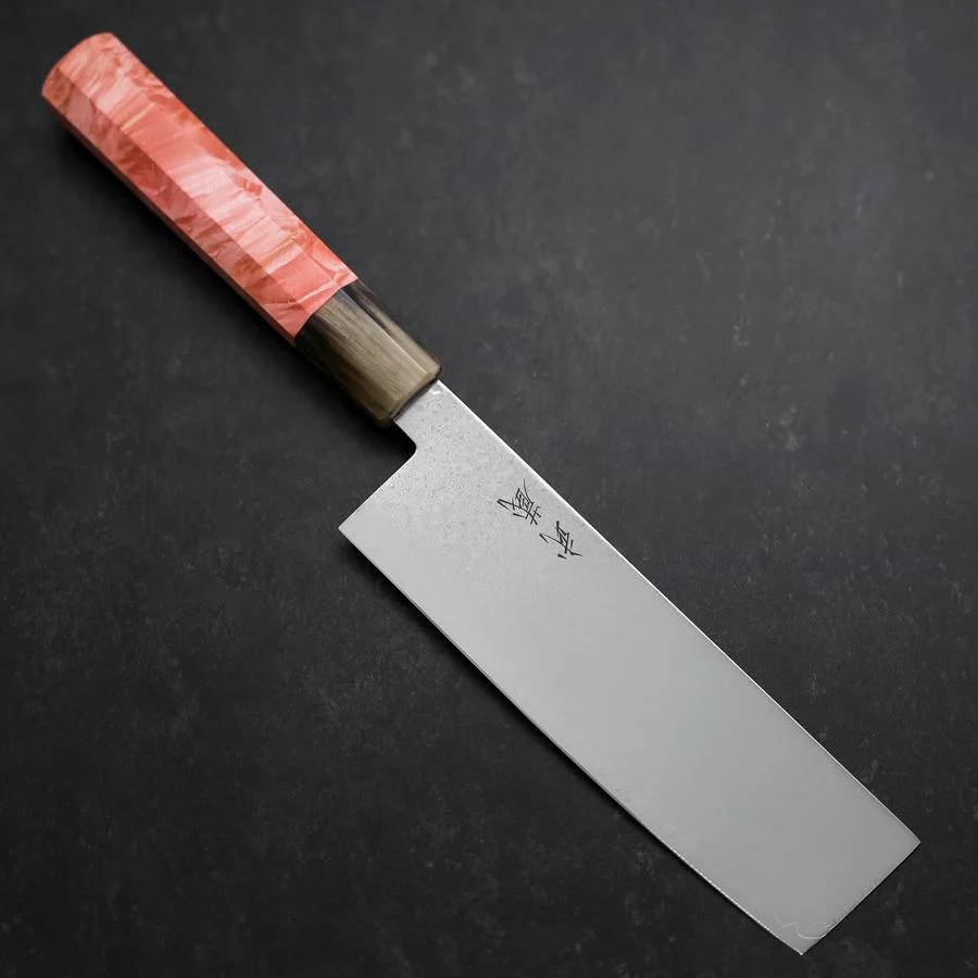 Nakiri VG-10 Damast Dunkelrosa Büffelhorn und Ahornholz Griff 170mm