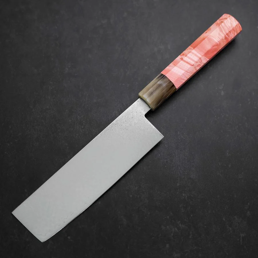 Nakiri VG-10 Damast Dunkelrosa Büffelhorn und Ahornholz Griff 170mm - Image 2