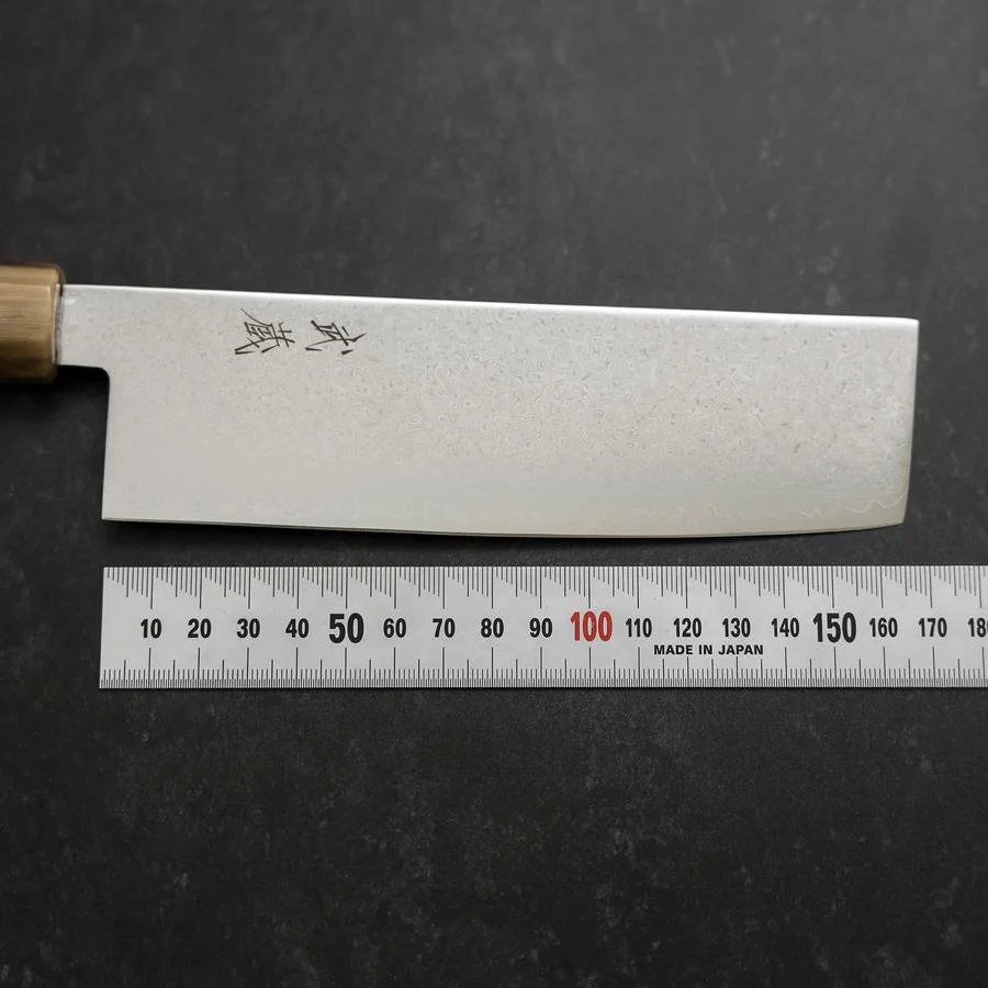 Nakiri VG-10 Damast Dunkelrosa Büffelhorn und Ahornholz Griff 170mm - Image 7