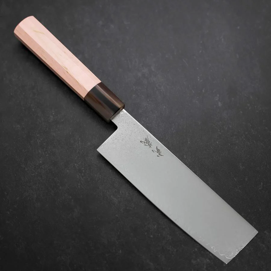 Nakiri VG-10 Damast Hellrosa Büffelhorn und Ahornholz Griff 170mm