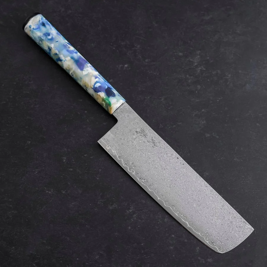 Nakiri VG-10 Damast Blau-Weißer-Mix Ozeanplastik Griff 165mm