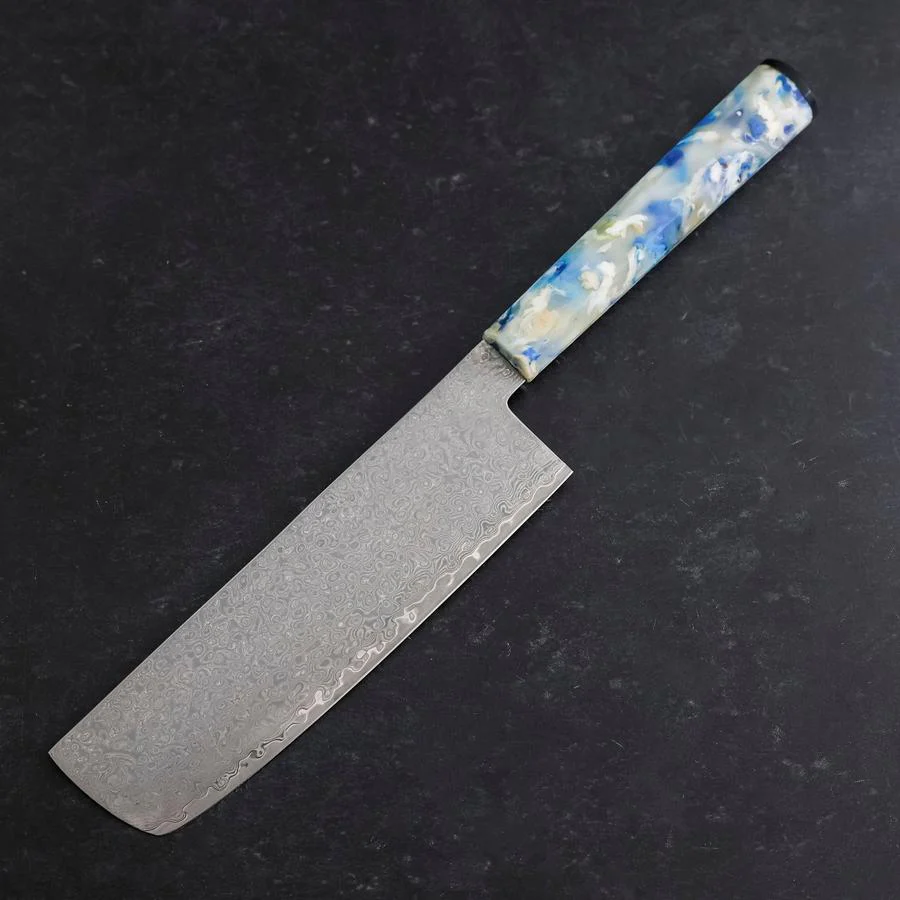 Nakiri VG-10 Damast Blau-Weißer-Mix Ozeanplastik Griff 165mm - Image 2