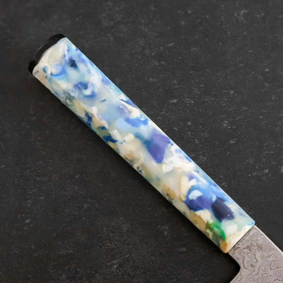 Nakiri VG-10 Damast Blau-Weißer-Mix Ozeanplastik Griff 165mm - Image 6