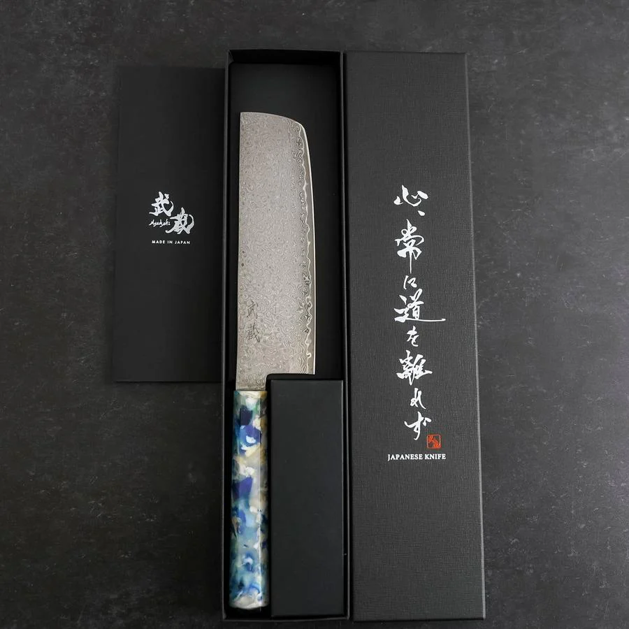 Nakiri VG-10 Damast Blau-Weißer-Mix Ozeanplastik Griff 165mm - Image 7