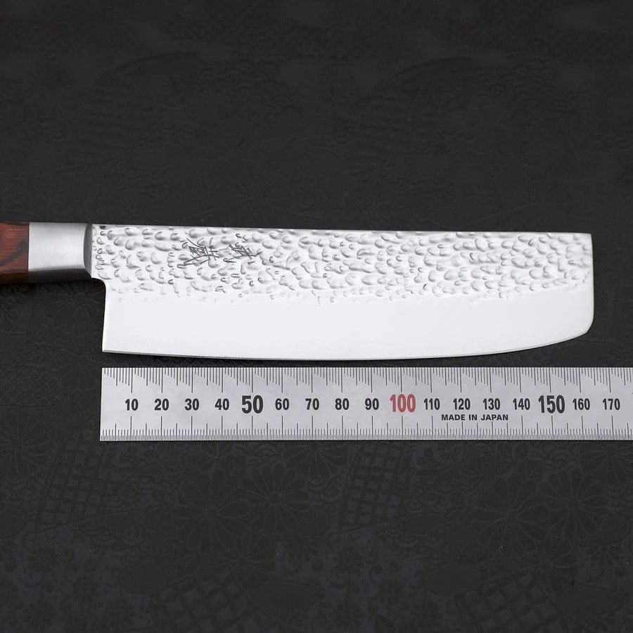 Nakiri VG-10 Kagami Tsuchime Damast Mahagoni Griff 165mm - Image 7