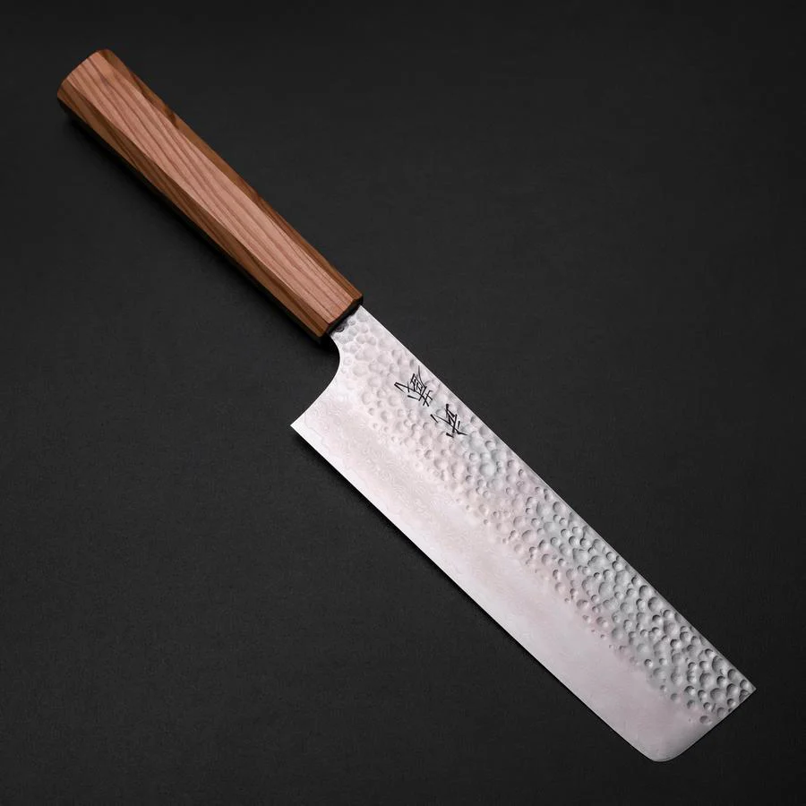 Nakiri VG-10 Kagami Tsuchime Damast Olivenholz Griff 170mm