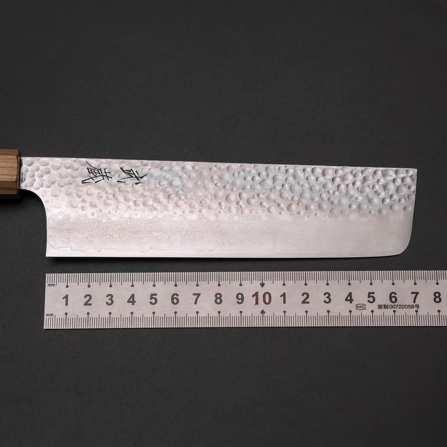 Nakiri VG-10 Kagami Tsuchime Damast Olivenholz Griff 170mm - Image 7
