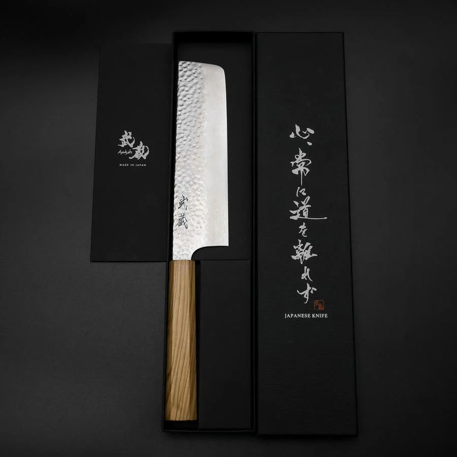 Nakiri VG-10 Kagami Tsuchime Damast Olivenholz Griff 170mm - Image 8